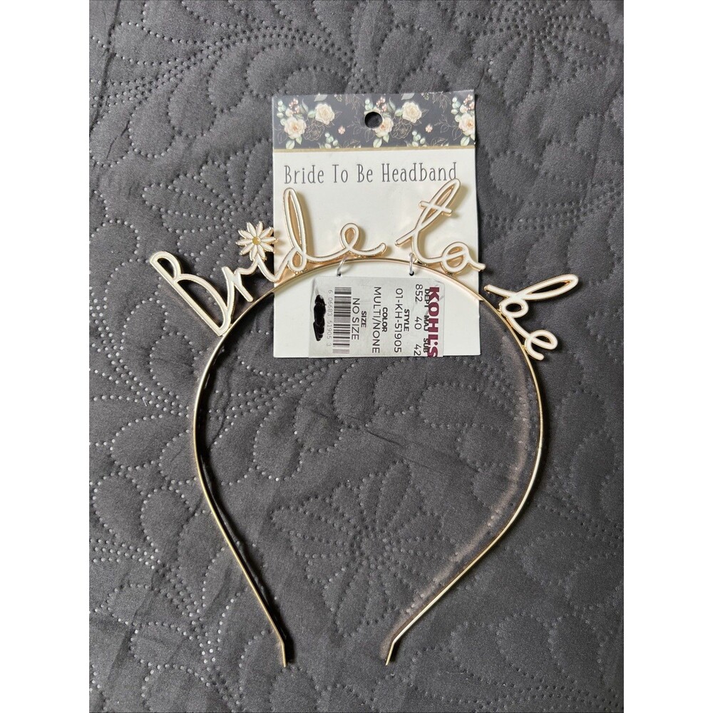 Bride To Be, Metal Headband, White Letters, Bridal Shower, NWT Gift Wedding Cute